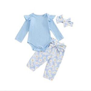 Baby Girl 3-piece Outfit Set - Daisy Print
